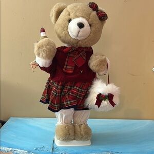 Telco motion Plaid Dress Teddy Bear with Accessories